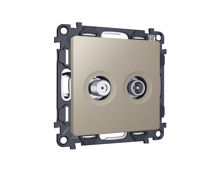 Комплект механизма TV розетки оконечной+SAT Ambrella Volt MA MA373310 серо-бежевый матовый