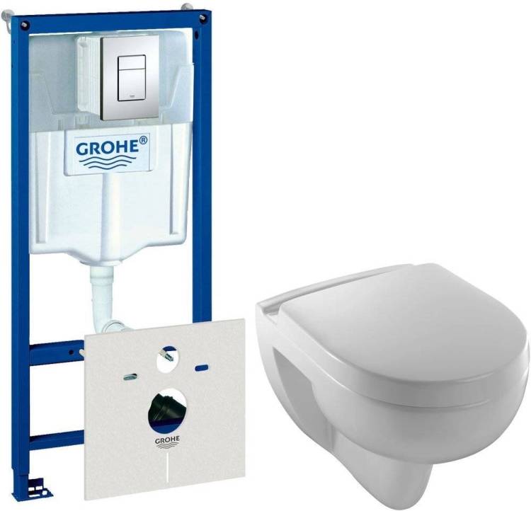 Комплект  Система инсталляции Grohe Rapid SL 38775001 4 в 1 с кнопкой смыва + Унитаз подвесной Jacob Delafon Odeon Up E4705 + Крышка-сиденье Jacob Delafon Odeon Up E70011-00 с микролифтом
