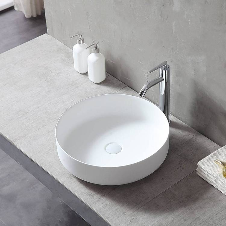 Раковина Vincea Solid Surface VBS-6S16MW из искусственного камня, 450x450x130, накладная, цвет белый матовый