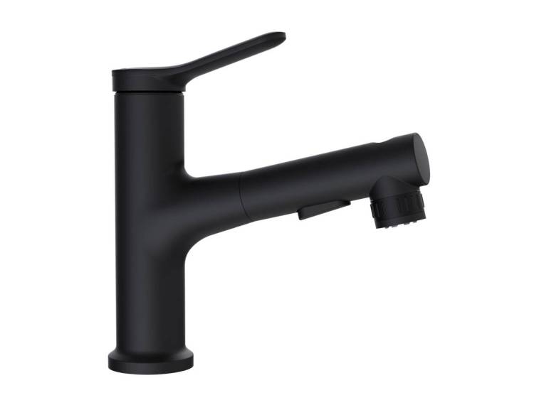 Смеситель для раковины BelBagno BB-LVMD-NERO-W0 с выдвижным изливом, черный матовый