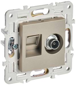 ТВ-розетка+Ethernet RJ45 IEK Skandy SK-AK20-1-K37 шампань