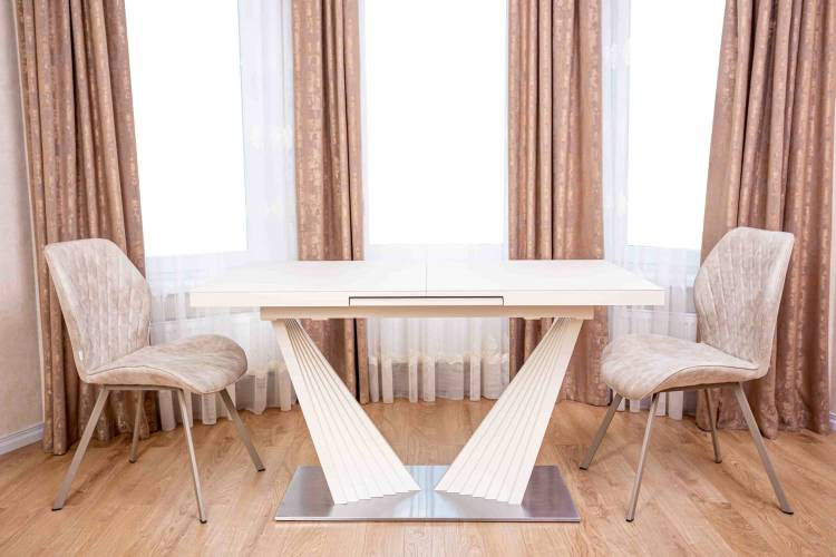 Стол Bradex Home Astra RF 0195 керамогранит, сталь, айвори 140(190)x80x80