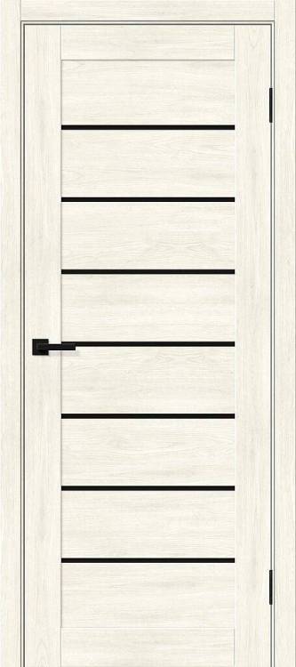 Межкомнатная дверь Bravo Браво-22 полотно Nordic Oak, cтеклянная вставка Black Shine 700x2000