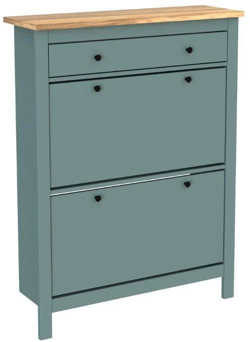 Тумба для обуви Гуд Лакк Сага 2.08.10.190.16 Темно-бирюзовый/ясень