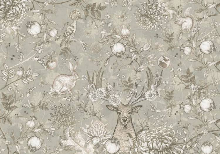 3D Фотообои Artegrafico «Винтажная композиция с животными с оливковым оттенком» FN-016 канвас