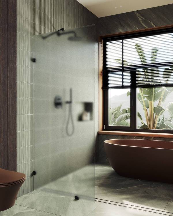 Душевая перегородка MaybahGlass MGD-268-6 79x195, стекло сатин 8 мм, профиль черный