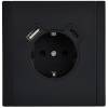 Розетка 1-местная с заземлением, шторками и USB Type A+С IEK Forte&Piano FP-R14-16-U22-018-M-K02 черный фото 2