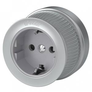 Розетка с заземлением и шторками Werkel Retro матовый хром WL19-10-02