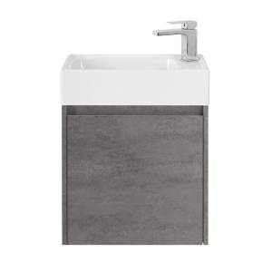 Тумба с раковиной Belbagno Kraft Mini KRAFT MINI-500/260-1A-SO-CG-R 45x25x49 Cemento Grigio подвесная с распашной дверцей, правосторонняя