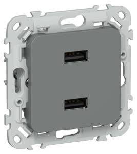 Розетка USB type A+A IEK Flite FI-U21-D31-K80 мокрый асфальт