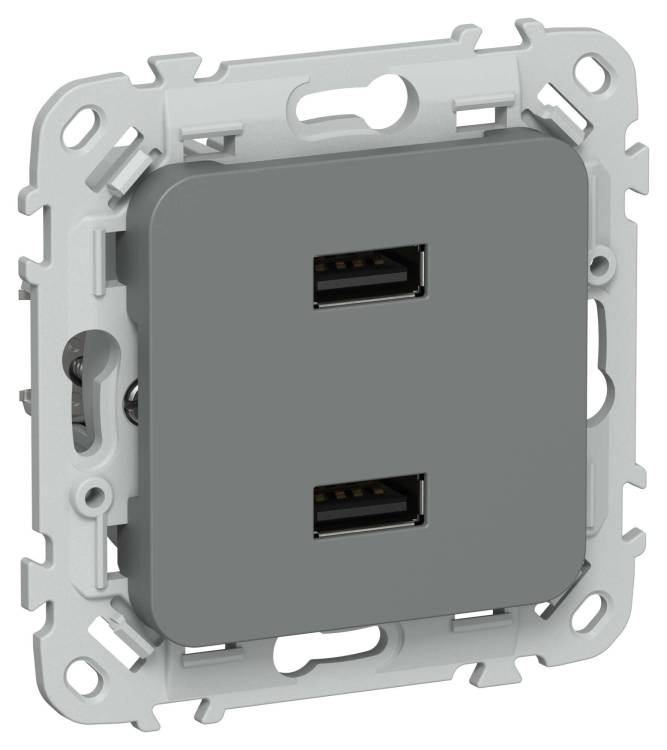 Розетка USB type A+A IEK Flite FI-U21-D31-K80 мокрый асфальт