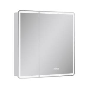 Зеркало-шкаф Equil Nice szNICE80 с подсветкой, розеткой и часами, белый, 80x80