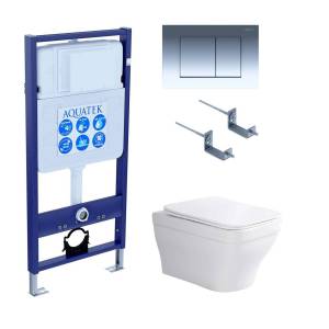 Унитаз с инсталляцией Aquatek Амадео-010 4в1 с кнопкой глянцевый хром