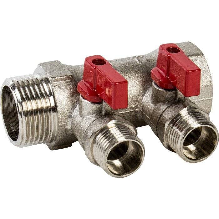 Коллектор VALTEC с отсекающими кранами, 3/4х2 вых. 1/2 нар.