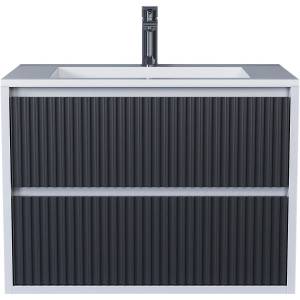Тумба с раковиной Uperwood Next Premium 3930205163 подвесная, 2 ящика, белая, графит, 70 см