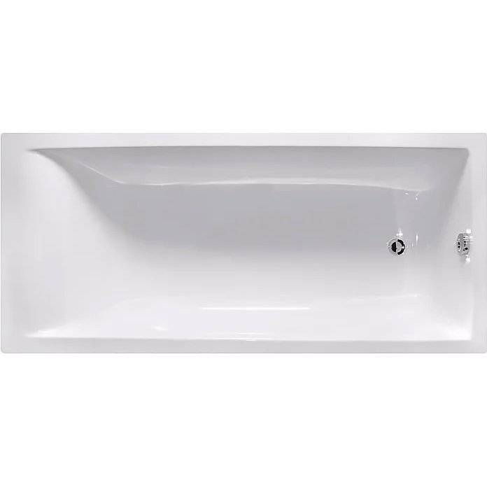 Ванна из искусственного камня Астра-Форм Нейт 01010046+08010053 170x75 с щелевым переливом, с донным клапаном, белая глянцевая
