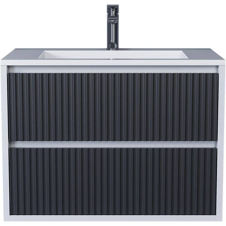 Тумба с раковиной Uperwood Next Premium 3930205163 подвесная, 2 ящика, белая, графит, 70 см
