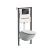 Унитаз с инсталляцией Ceramica Nova Mono (Моно) CN1905_121002MB безободковый, сиденье микролифт, кнопка черная матовая