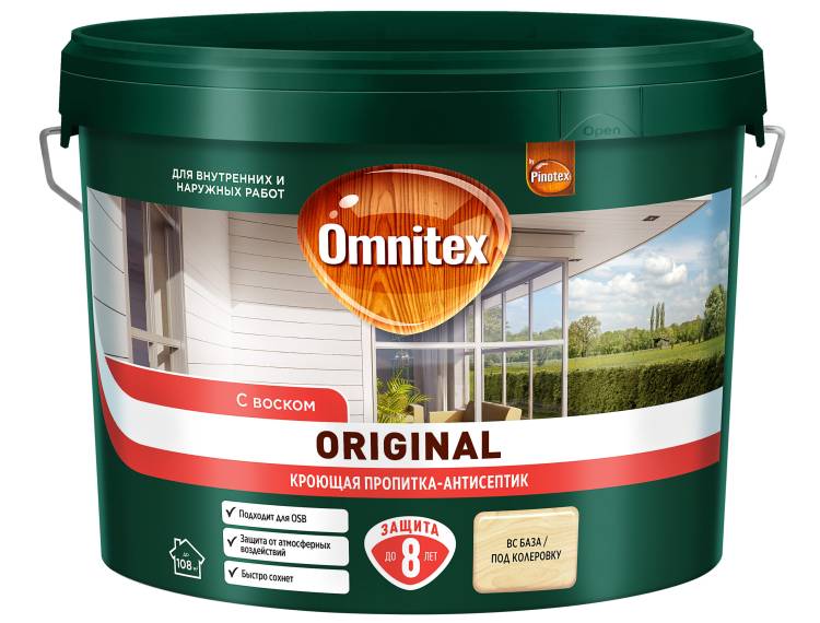 Пропитка декоративная для защиты древесины Omnitex Original база CLR 8.4 л