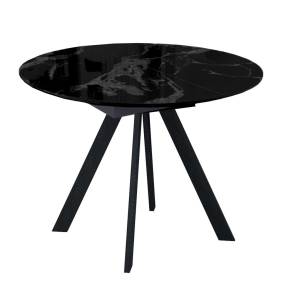 Стол Дик DikLine SFC100 00-00067275 стекло оптивайт черный мрамор/подстолье черное 100(140)x100x76