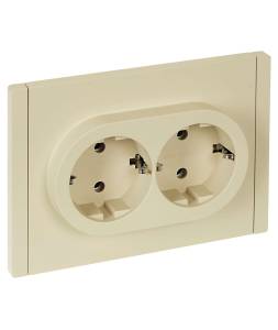 Розетка 2-местная с заземлением IEK Forte&Piano FP-R21-16-1-K10 ваниль