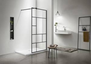 Душевая перегородка Aquatek AQ WIW Print 10020BL профиль черный, стекло прозрачное 100x200