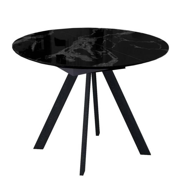 Стол Дик DikLine SFC100 00-00067275 стекло оптивайт черный мрамор/подстолье черное 100(140)x100x76