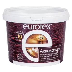 Лак защитно-декоративный для дерева акриловый лессирующий EUROTEX Аквалазурь дуб 2.5 л