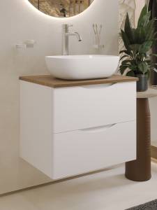Тумба с раковиной BOND Cube T99605-S54450 белая, дуб, 60 см