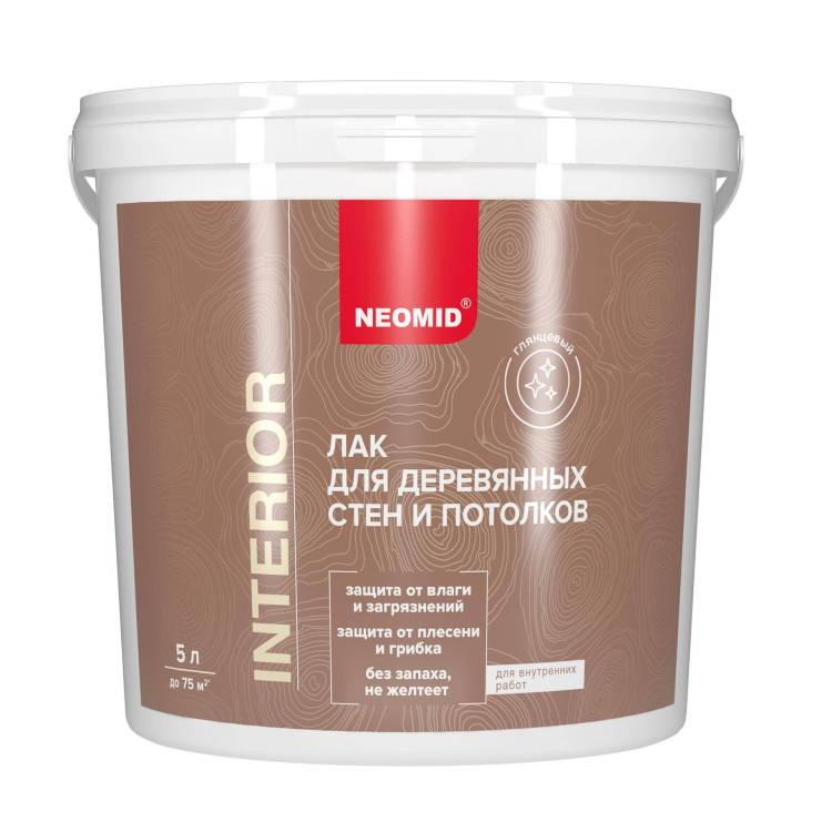 Лак для древесины Neomid Interior глянцевый 5 л