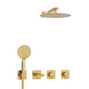 Душевой комплект Wasserkraft Ems A7651.304.305.183.208.280.197.207 с верхней душевой насадкой, золотой, встраиваемый, с лейкой