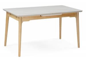 Стол Woodville Halmar 15919 белый спеченный камень, светлое дерево 140(180)x80x77.5