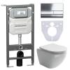 Комплект Унитаз подвесной Ceramica Nova Metropol CN4002 + Система инсталляции Envision CN1002CH с кнопкой смыва хром и шумоизоляционной панелью CN1000