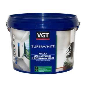 VGT SUPERWHITE ВД-АК-1180 КРАСКА СУПЕРБЕЛАЯ для наружных и внутренних работ, матовая (7кг)
