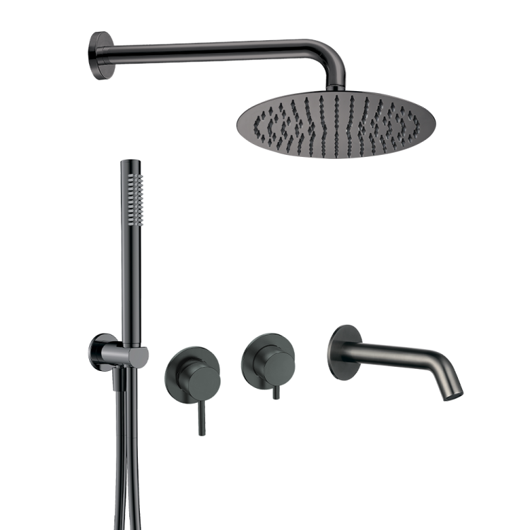 Душевой комплект AQUAme AQM8408GM темный металл