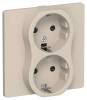 Розетка 2-местная с заземлением и шторками IEK Flite FI-R24C-16-1-K88 льняной