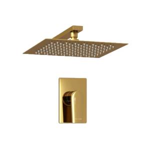 Душевой комплект Wasserkraft Aisch A55180 с верхней душевой насадкой, золотой, встраиваемый