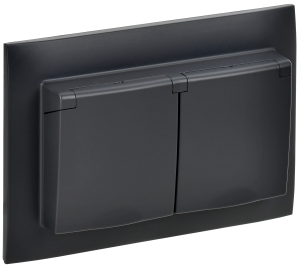 Розетка 2-местная с крышкой IEK Skandy SK-R26-16-44-K02-F черный