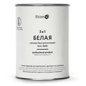 Грунт-эмаль по ржавчине 3 в 1 Elcon матовая белая 0.8 кг