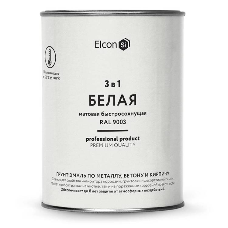 Грунт-эмаль по ржавчине 3 в 1 Elcon матовая белая 0.8 кг
