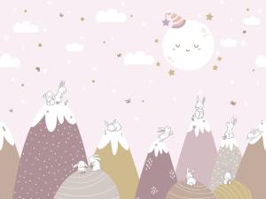Бесшовные Eco обои Ortograf Little friends 34372 Зайки на холмах 3 Ворс+ ОЕ+