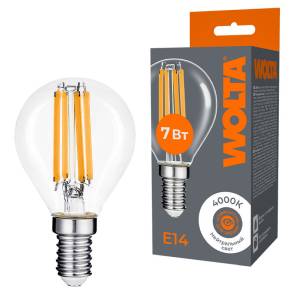 Светодиодная лампа Wolta Filament WF-G45-7W4KE14