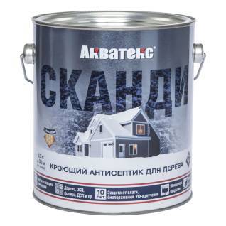 Антисептик для древесины кроющий акриловый Акватекс Сканди полуматовый, база C 2.5 л
