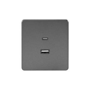 Розетка USB type A+C Kranz Round KR-78-0734-2 титан