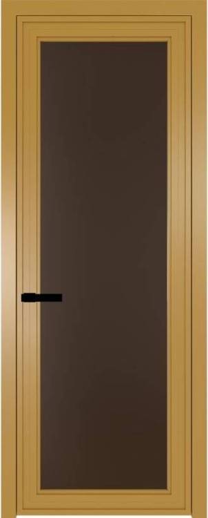 Межкомнатная дверь Profil Doors 1 AGP цвет профиля Золото, стекло безопасное 6 мм монохром шоколад 800x2000