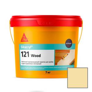 Герметик Sika Sikacryl-121 Wood паропроницаемый акриловый для деревянных конструкций 771906 Бежевый Ведро 7 кг