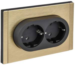 Розетка 2-местная с заземлением IEK Forte&Piano FP-R21-16-1-M-K37 шампань