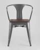 Набор из 4 стульев Stool Group Tolix Arm Wood YD-H440AR-W YG-15 X4 серебристый матовый, темное дерево фото 5