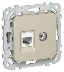 ТВ-розетка+Ethernet RJ45 IEK Flite FI-AK22-2-K37 шампань