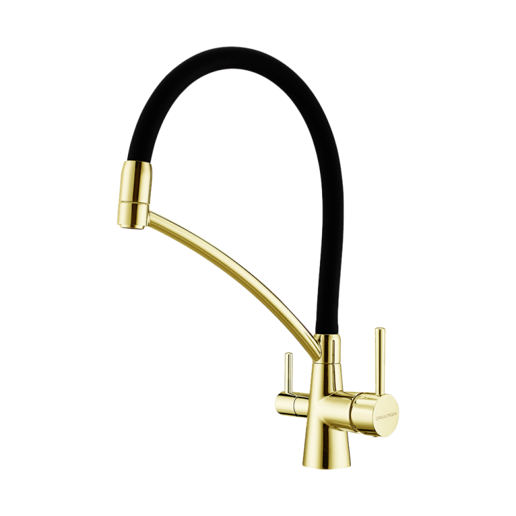 Смеситель для кухни Paulmark Siegen Si213111-LG с гибким изливом, светлое золото